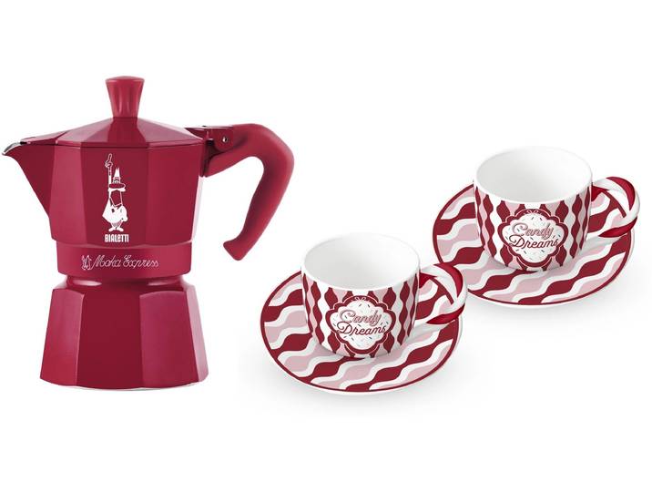 Espressokocher BIALETTI Bialetti Moka Express Set Candyland , rot, Kaffeemaschinen, Espressokocher
