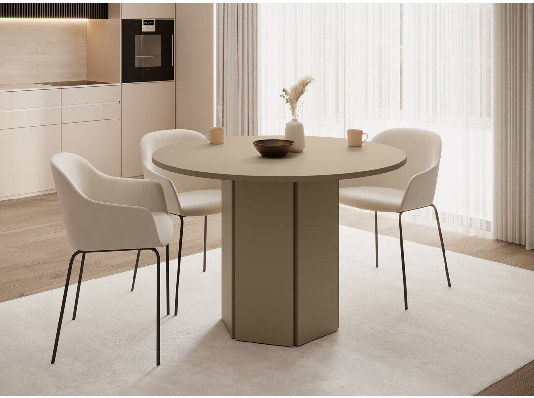 Latitude Run Barrion Circular Dining Table Beige