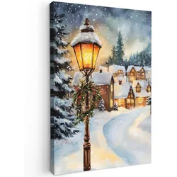 LEINWANDBILD Weihnachtsdorf - Häuser - Schnee - Weihnachten Deko Groß 90x140 cm