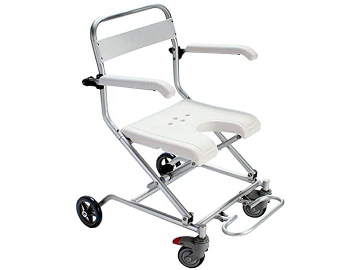 IXMLDAXD Der Stuhl, Foldable Wheelchair Shower Bath Stool with Wheels - Ergonomic Design for Elderly and Disabled 2-in-1 and Chair
