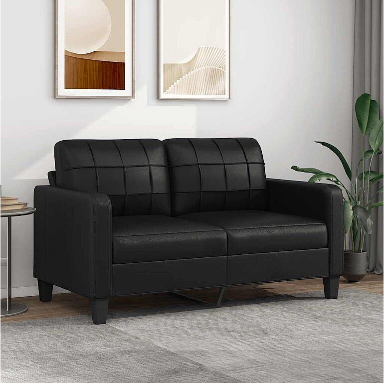 vidaxl Sofá de 2 plazas de cuero sintético negro 140 cm