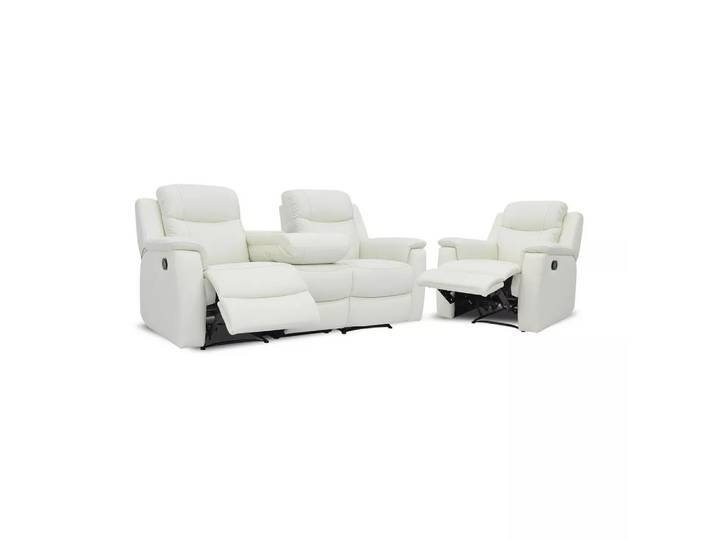 Vente-unique - Ledergarnitur Relax 3+1 ElfenbeinEVASION, One Size