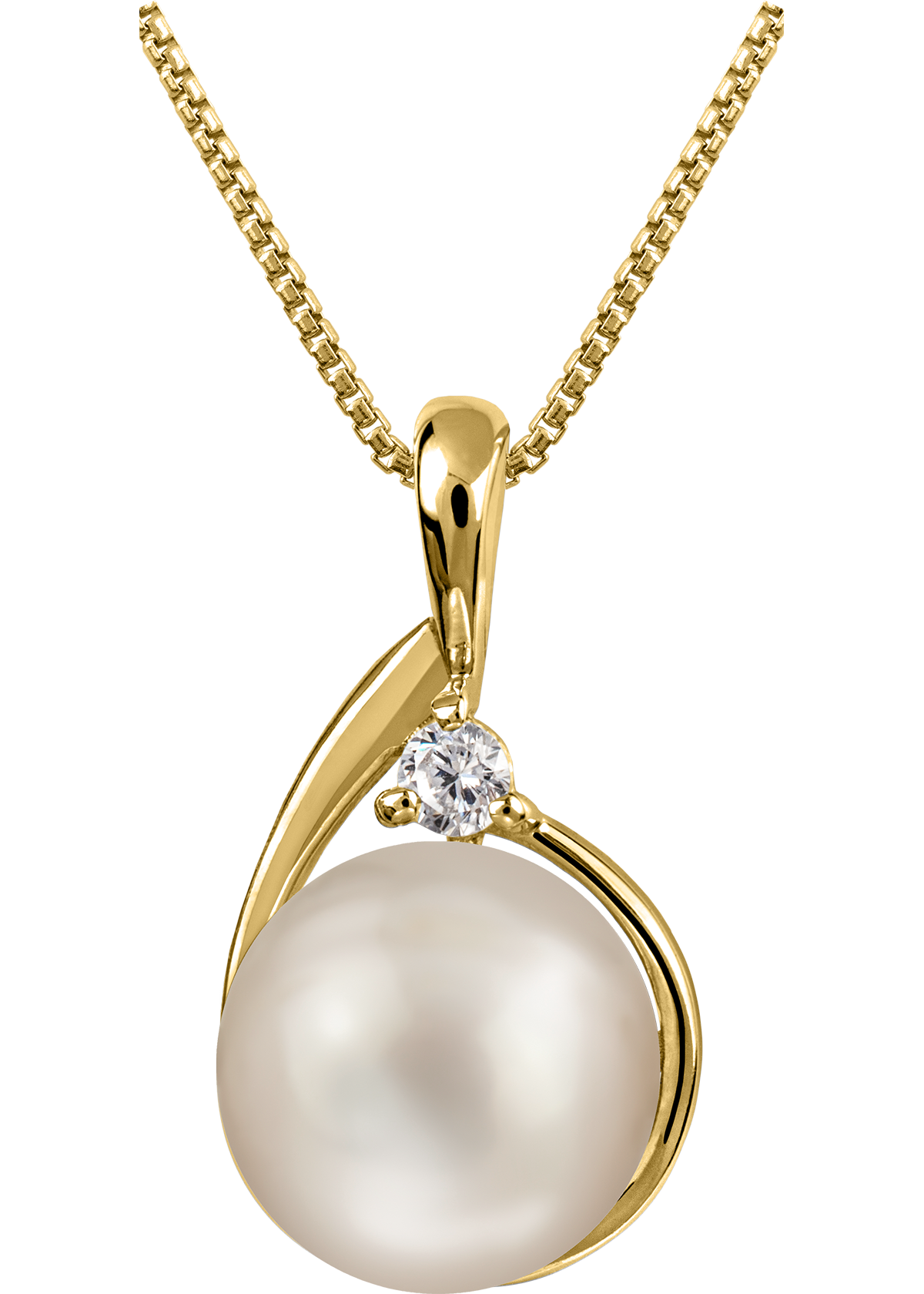 Jacques Lemans Kette Sterlingsilber vergoldet mit Perle