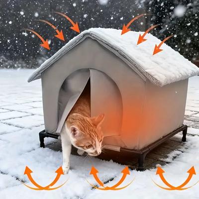 Uplift Essentials Outdoor Insulated Cat House With Stand Outdoor Insulated Cat House With Stand