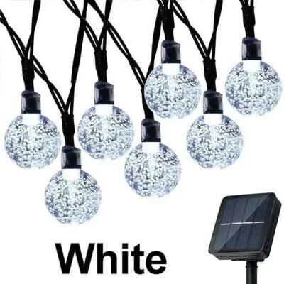 Uplift Essentials Solar String Lights Outdoor Crystal Fairy Light Set white 72 Ft (200 Led)