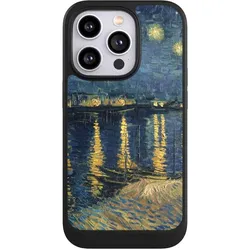 Nivocase Hülle für Apple iPhone 14 Pro Handyhülle NIVOcore Case Schwarz Kunst Malerei (Apple iPhone 14 Pro), Smartphone Hülle, Schwarz