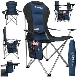 24MOVE® Campingstuhl Salvador faltbar Camping Klappstuhl gepolstert inkl. Tragetasche, bis 150kg belastbar, blau