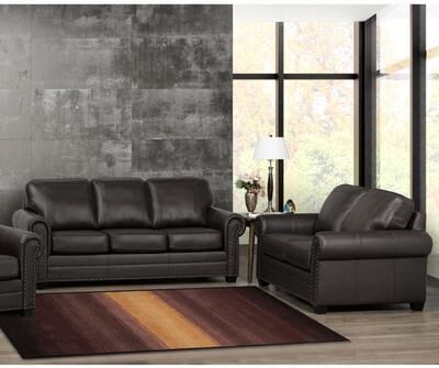 Sofaweb Langford Chocolate Brown Leather Sofa and Loveseat