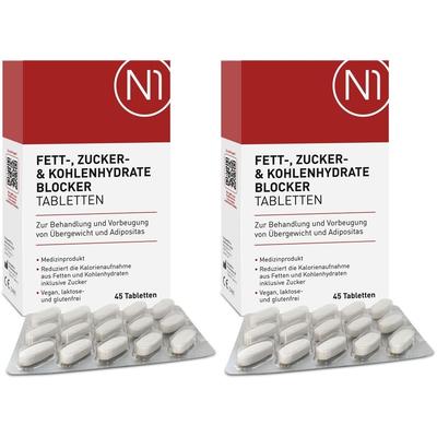 N1 Fettblocker zum Abnehmen - blockt auch Kohlenhydrate & Zucker x2 2x45 St Tabletten