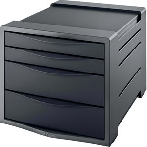 Esselte Schubladenbox 623761, VIVIDA, A4, 4 Fächer, Kunststoff, geschlossen, schwarz
