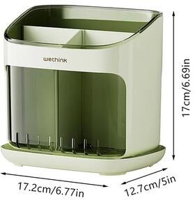 Inspired Finds Large Chopsticks Holder With Drain Tray, Utensil Organizer And Detachable Kitchen Tableware Storage Rack green