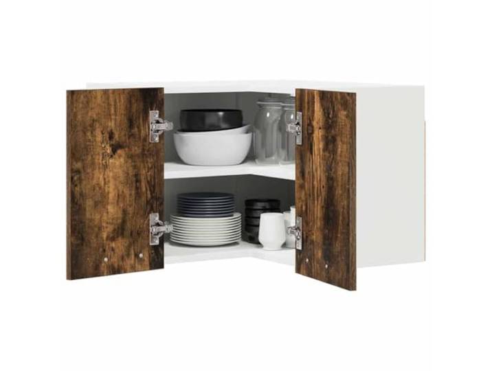 KTHLBRH Hängeschrank Eiche geräuchert und weiß 57 x 57 x 40 cm Mehrschichtiges Holz, großer Raum, langlebig, Küchenutensilien, Montage erforderlich