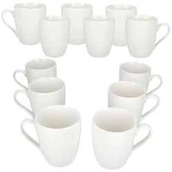 12er Set Stabil Kaffeebecher 375ml Weiß Porzellan Tasse Kaffee Tee Cappuccino