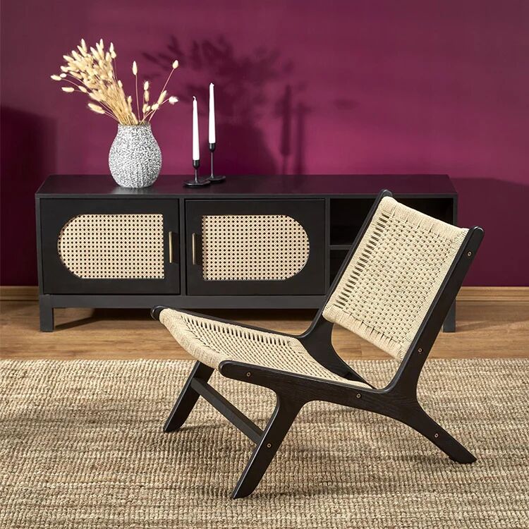 garneroarredamenti Panca relax moderna in rattan naturale nero Salvin