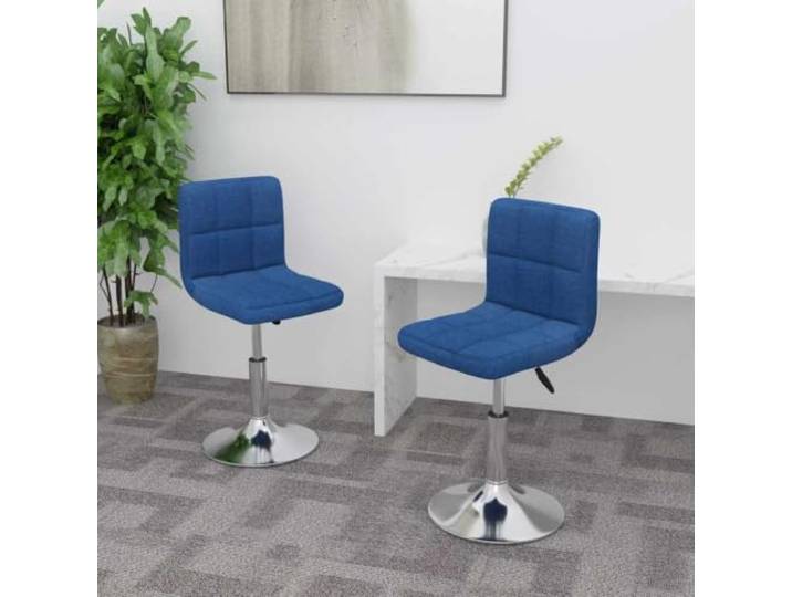 HEFZGDB Drehbare Esszimmerstühle 2 STK. Blau Stoff Modernes Design mit weichem Stoffbezug und verchromtem Stahlgestell für Robustheit Höhenverstellbar durch Gasdruckfeder