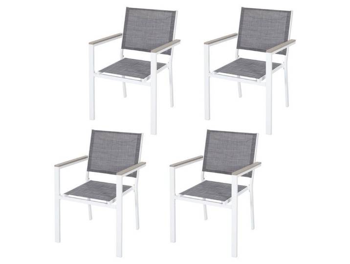 Avestar Chaises Empilables D'extérieur Lot De 4 Chaises En Faux Bois Anti-Brûlure Pour Terrasse Jardin Ou Balcon Gris