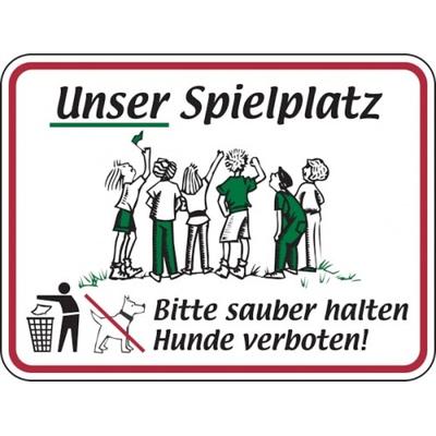 Hinweisschild, Unser Spielplatz - Bitte sauber halten, 300x400mm, Alu glatt - 400x300x2 mm Aluminium 2 mm