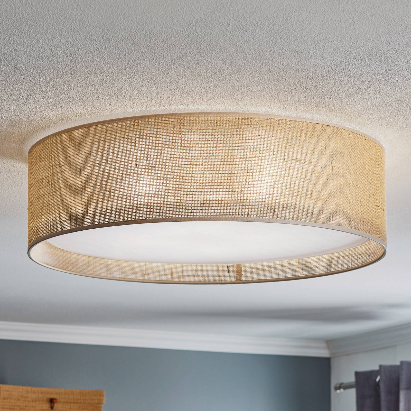 Ceiling Light Juta TK Lighting, dimmable, Brown / rust, Living / Dining Room, Textile / fabric / silk, Ceiling Light