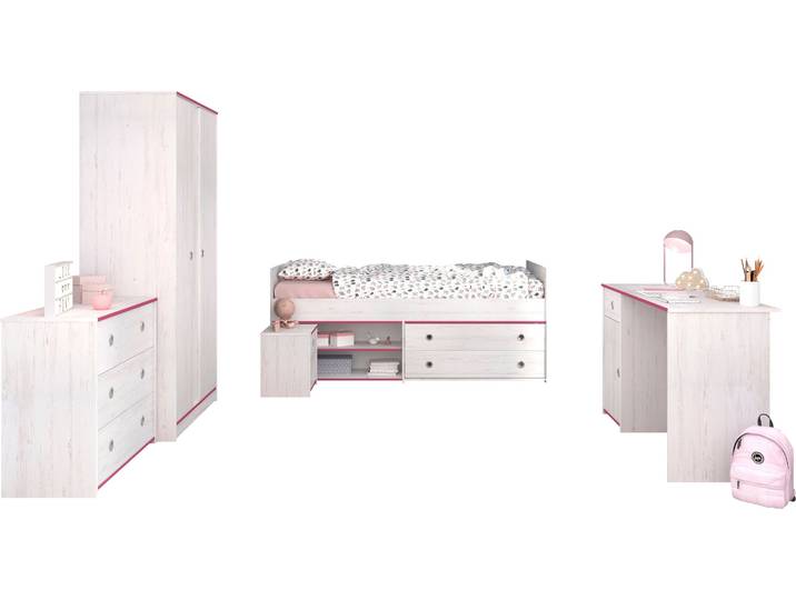 Jugendzimmer-Set PARISOT Smoozy , weiss (weiß), Schlafzimmermöbel-Sets, Jugendzimmer-Set