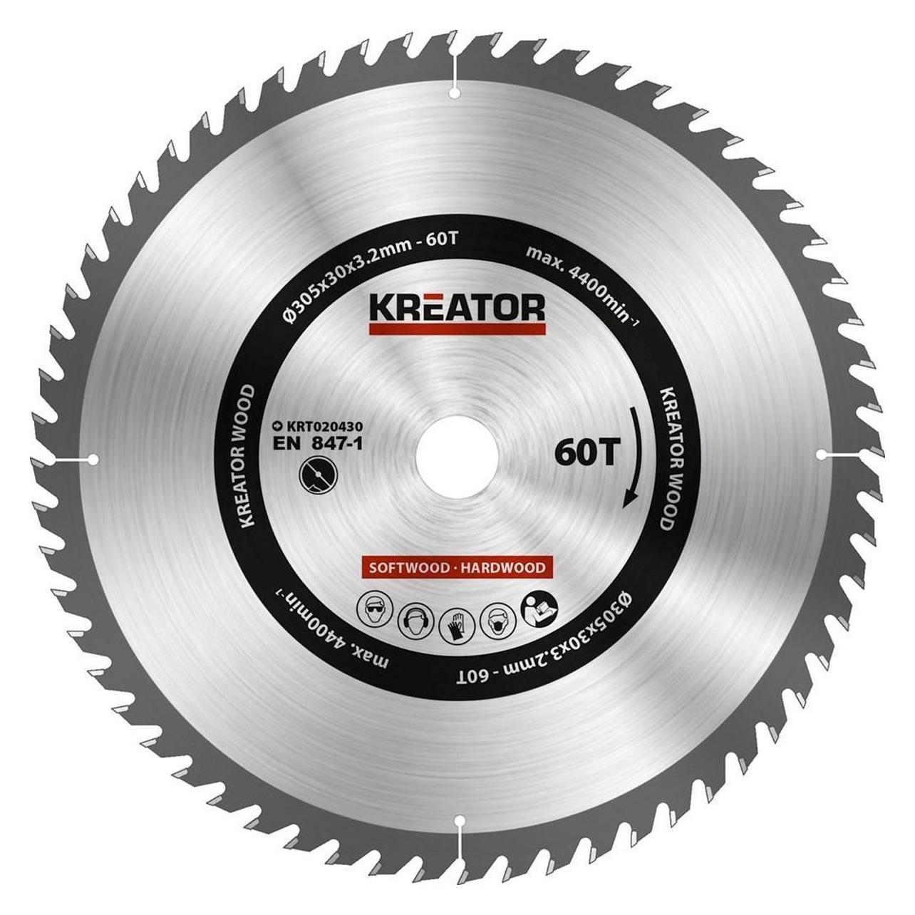Kreator KRT020430 Zaagblad hout 305 mm - 60T (KRT020430)