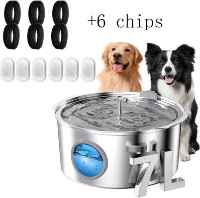 Inspire Curations HydroMax 7L Stainless Steel Pet Water Fountain 7l Pet Water 6chip
