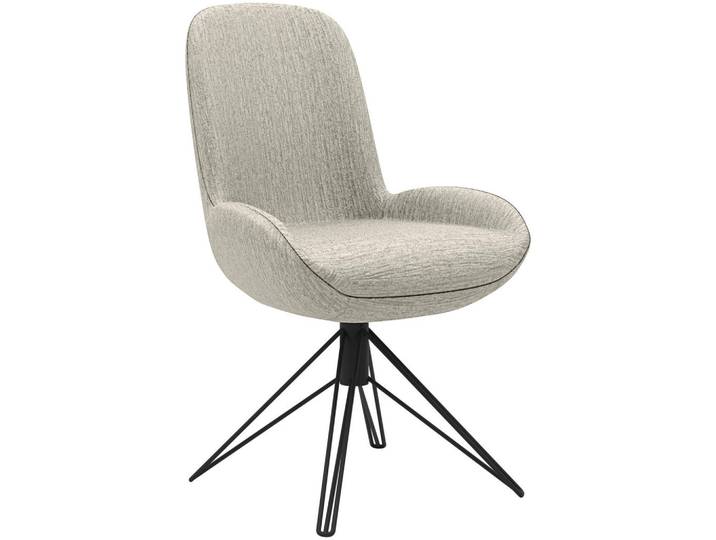 Musterring Stuhl, Hellgrau, Rundrohr, Haarnadel, 55x90x62 cm, Lederauswahl, Stoffauswahl, Typenauswahl, Sitzfläche 360° drehbar, automatische Rückholfunktion, Esszimmer, Stühle, Esszimmerstühle, Vierfußstühle