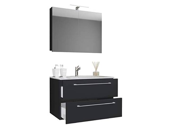 VCM Badmöbel Waschtisch Schwarz 60x46x111 cm 2 Schubladen Waschplatz modern