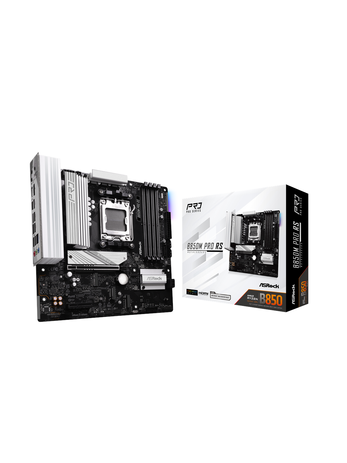 ASRock B850M Pro RS Mainboard - AMD B850 - AMD AM5 - DDR5 RAM - Micro-ATX