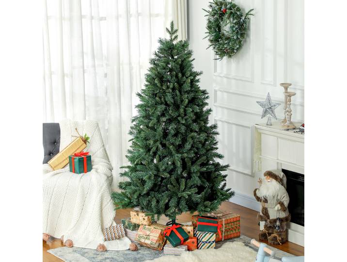HOMCOM Sapin Artificiel 180cm 1061 Branches Support Acier Vert