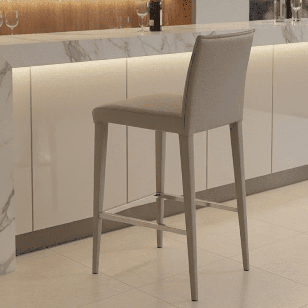 Novara Grey Leather Upholstered Bar Stool
