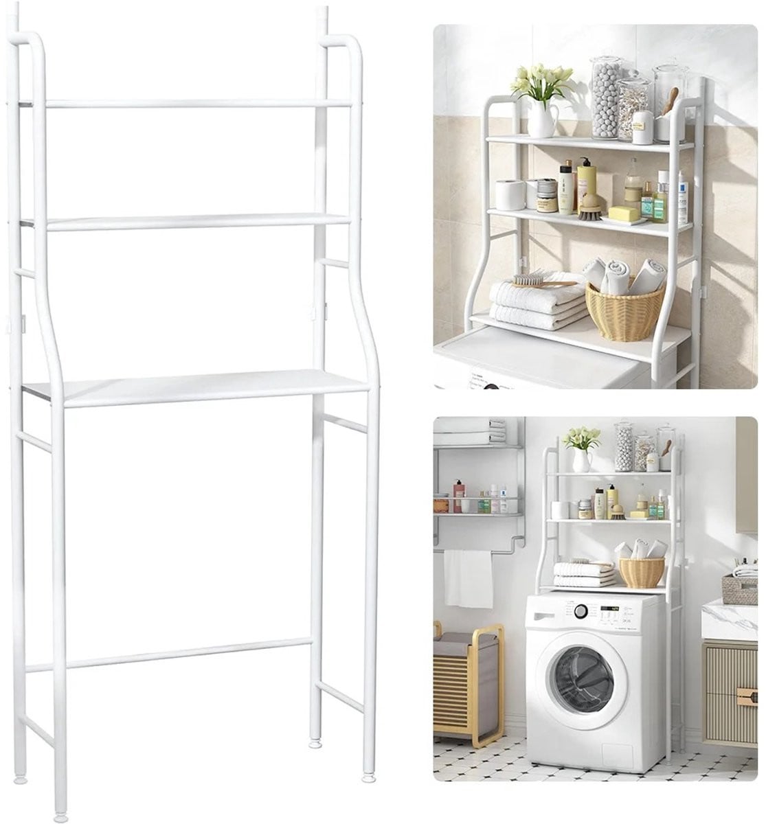 VIVERO Badkamerkast Wasmachine Ombouw - Metalen Wasmachine Meubel - H x B x D: 155 x 68 x 25 cm