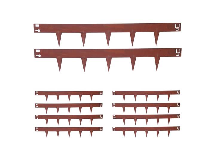 Relaxdays Rasenkante Braun 10er-Set Cortenstahl, Metall, 100x16x0.2 cm, Gartenzubehör, Hochbeet