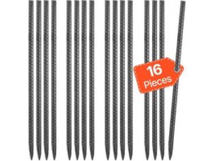 VEVOR Piquets d'Armature 40,6 cm Piquets d'Ancrage au Sol Droits Robustes en Acier Galvanisé, Lot de 16, Ancres de Sol, Diamètre 11,5 mm, avec Pointe Biseautée, pour Jardin, Clôtures, Tentes Camping