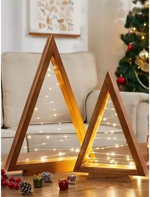 Useful Little Things Lighted Wood Christmas Tree Set 1 Set