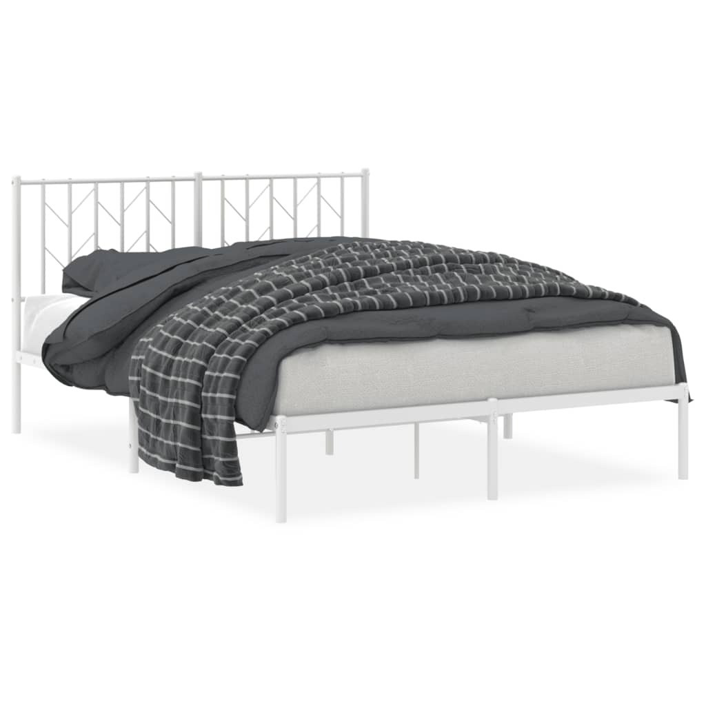DKD HOME DECOR Bedframe van metaal met opbergbox Wit 140x200 cm