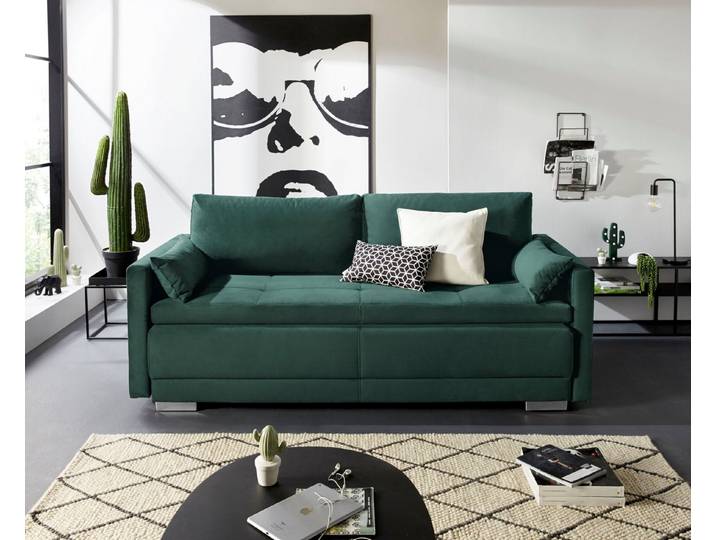 OTTO home Schlafsofa Berlin, B: 218 cm, Liegel. 160x198 cm, Boxspring, Dauerschlafsofa mit Boxspring inklusive 2 Zierkissen & Bettkasten