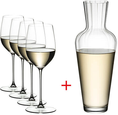 Riedel Veritas Riesling Zinfandel Mosel Decanter & Set Of 4 Glasses