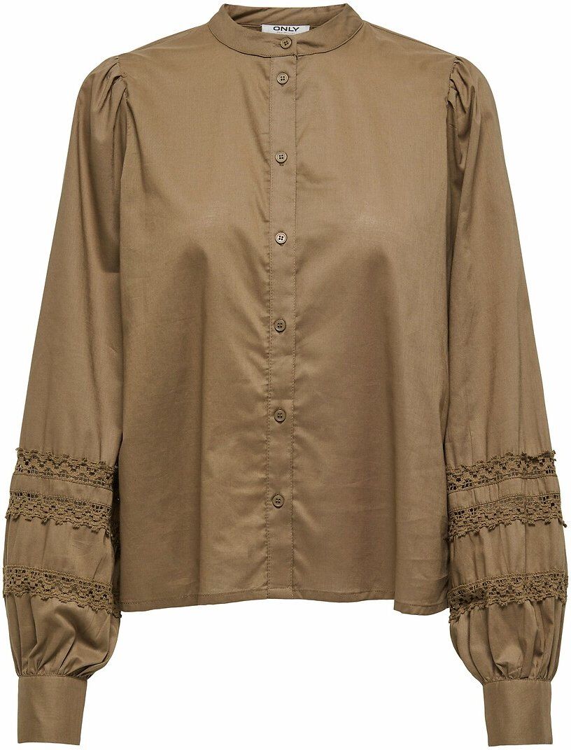 ONLY Blouse fluide, col mao, détail broderie