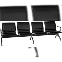 CLP Wartebank Frankfurt Kunstleder HBT: 76x241x56 cm schwarz 4-Sitzer