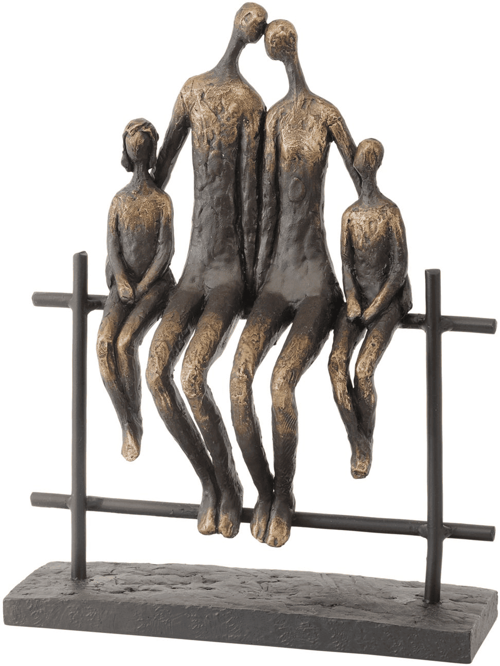 Antique Brass Family of Four Sitting Sculpture