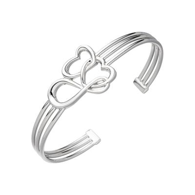 Armspange JOBO "Herzen Unendlich", silber (silber 925), Armbänder, Damen, Silber 925 (Sterlingsilber), Armspange, 925 Silber