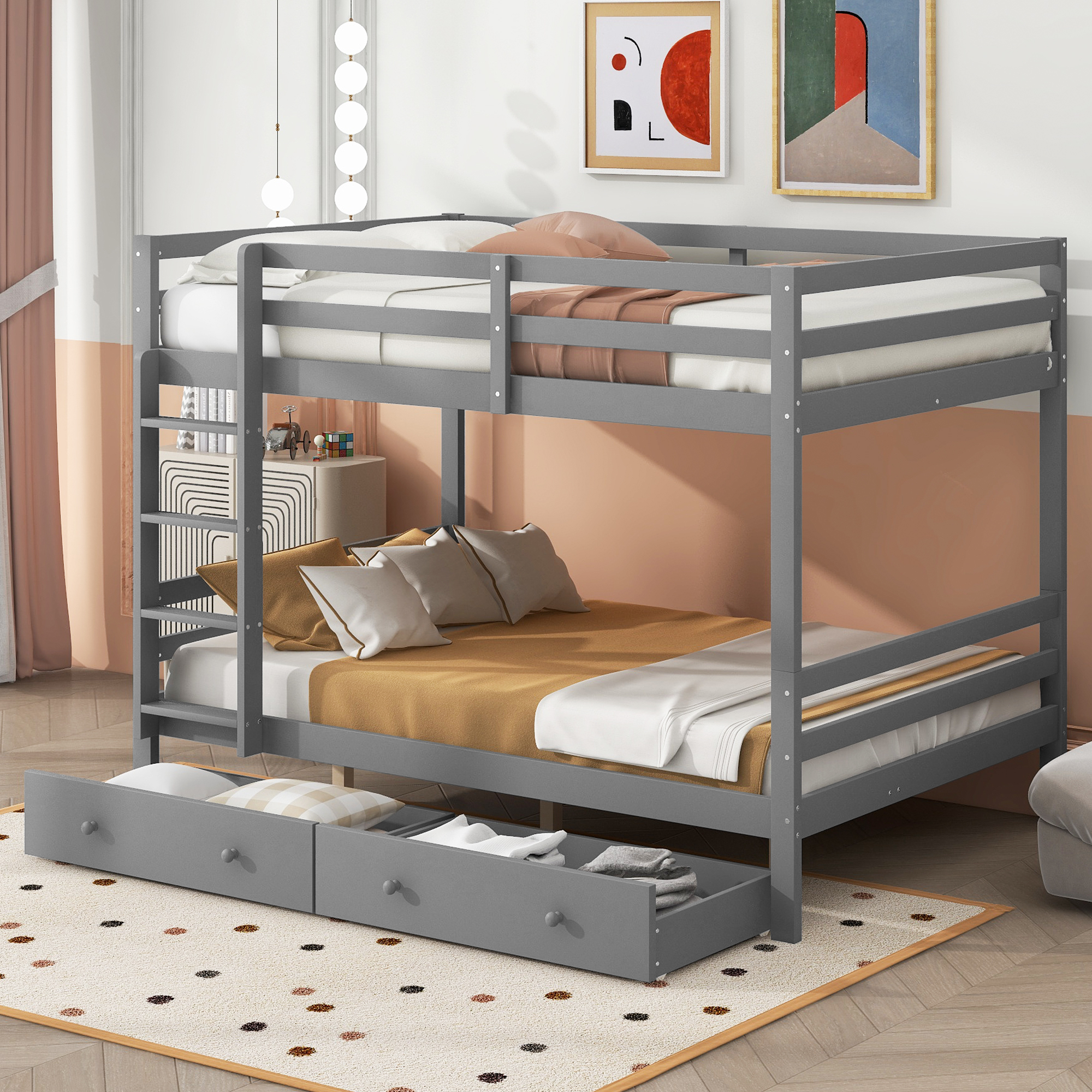 Etagenbett 90x200 aus Kiefernholz - mit Stauraum, stilvolles Design, einfache Montage, platzsparend & robust