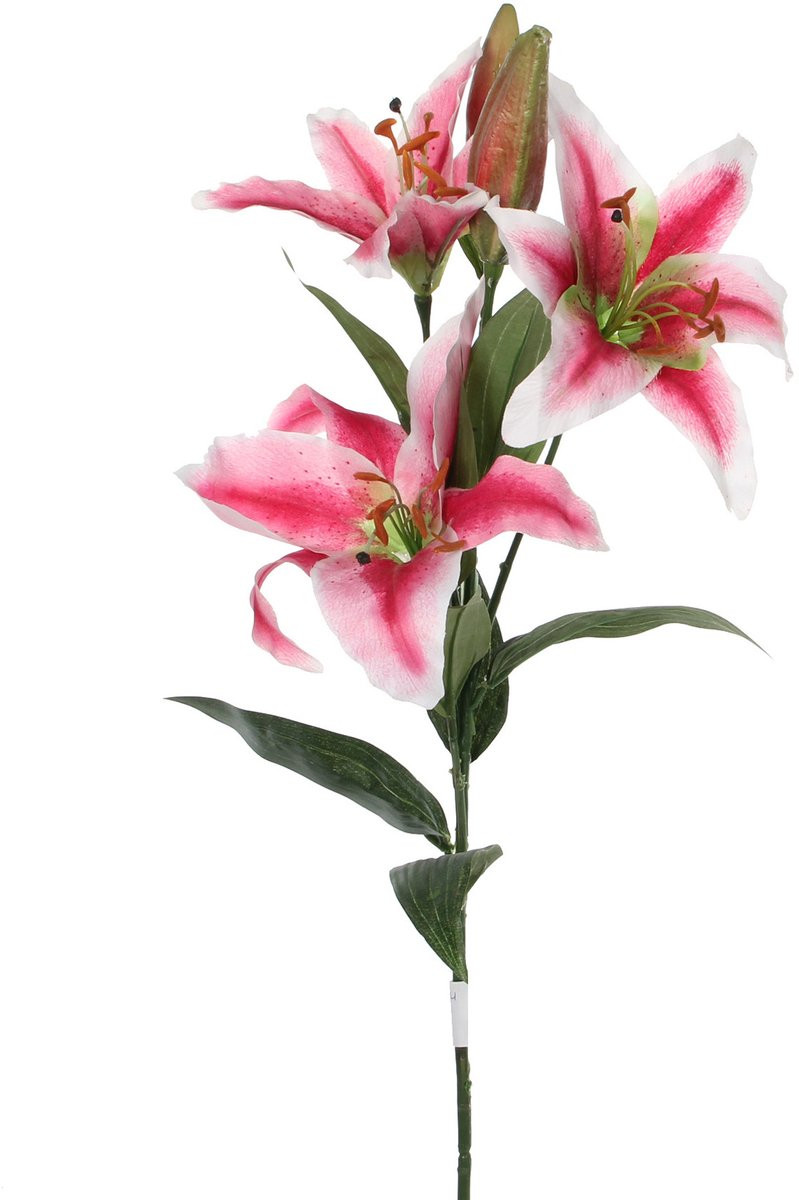 Mica Decorations Kunstbloem Lily Stargazer Valley - Roze - Hoogte: 75 cm
