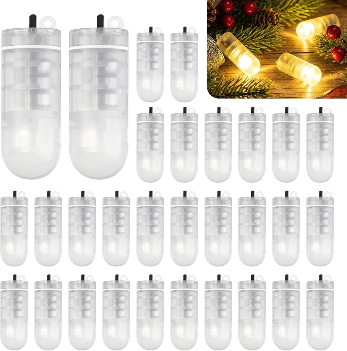Led-lichtsnoer met 30 warmwitte led-ballonnen voor decoratie van ballonnen en lantaarns