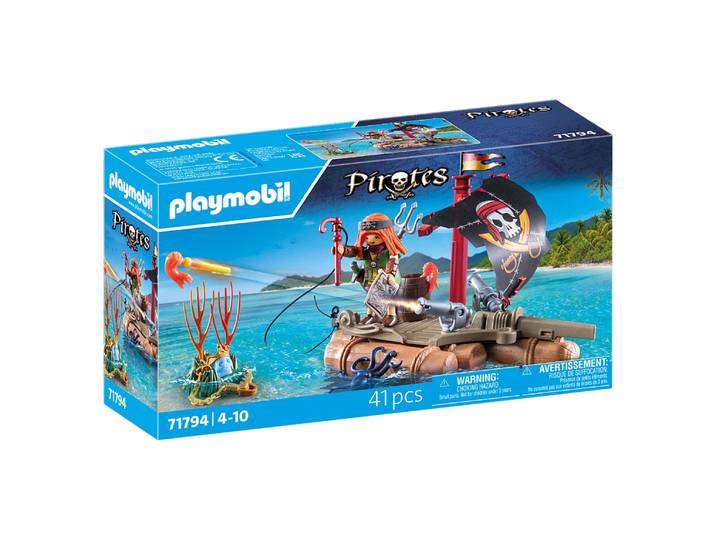 Pirate avec radeau flottant et trésor