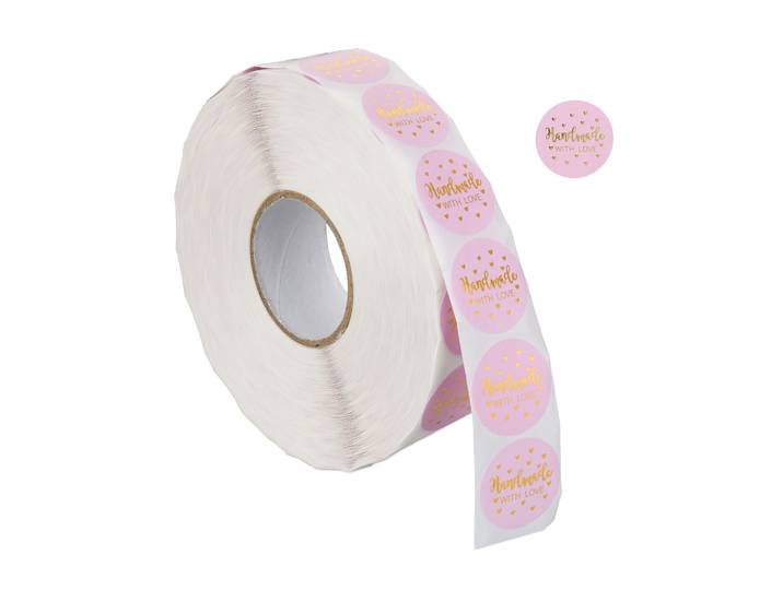 Aufkleber Handmade with Love 2500er-Set Gold-Rosa