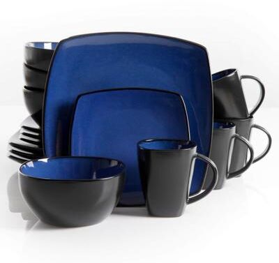 Gibson Modern Sheik Blue Square 16-piece Dinnerware Set