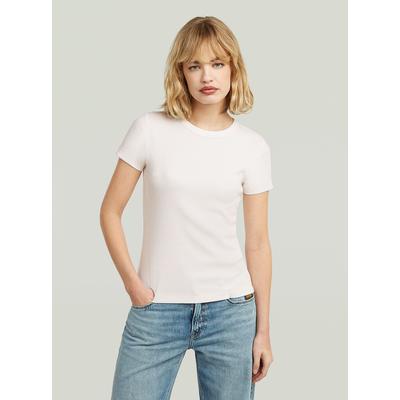 T-Shirt G-STAR "Slim Rib T-Shirt", Damen, Gr. XL, weiß (milk), Obermaterial: 98% Baumwolle, 2% Elasthan, Shirts T-Shirt