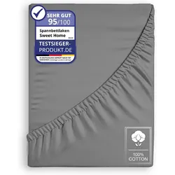 COFI 1453 Weiches Jersey Spannbettlaken 90x200 cm – Anthrazit