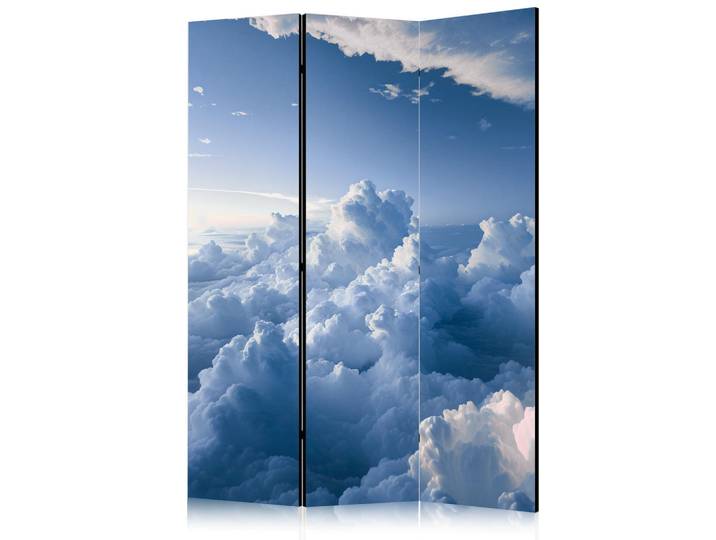 Muralo Paravent Einseitig Bedruckter 3-tlg 135x172 cm Strahlender Himmel, Blau, Holz, Galaxis, Rechteckig, 135x172x3 cm, Wohnzimmer, Raumteiler, Paravents